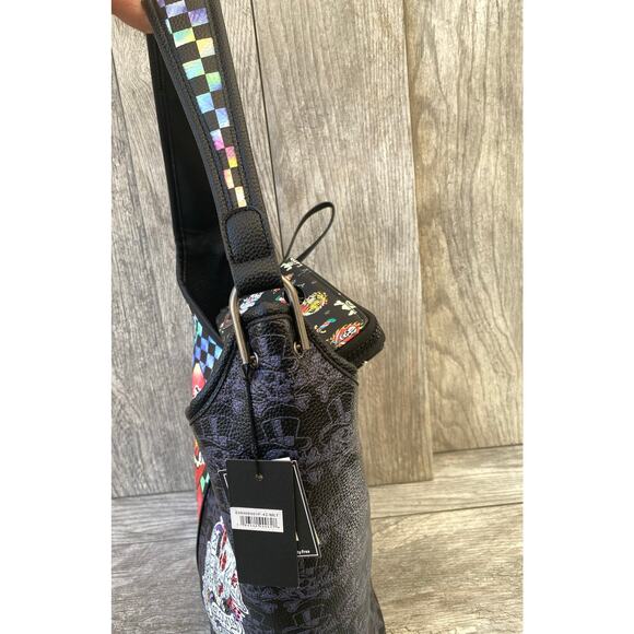 Ed Hardy Embellished Bag & Wallet Set | Skull Rose Tattoo Print - Picture 4 of 11